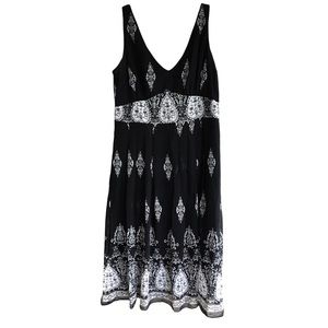90s Y2K VINTAGE | COLDWATER CREEK Black & White Bohemian Paisley Mandala Dress